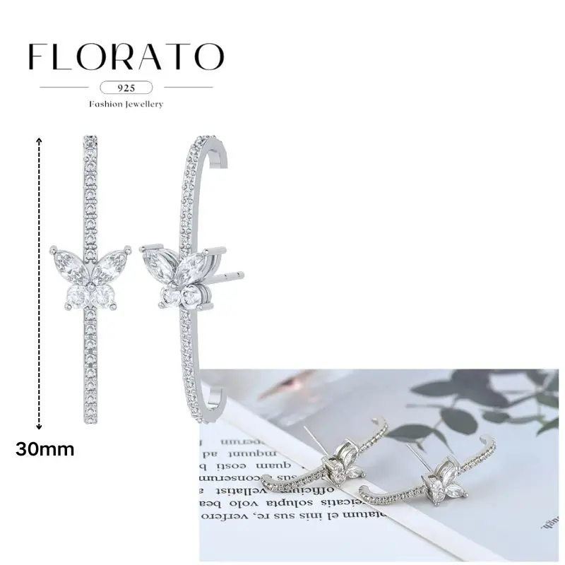 Knorpel-Ohrringe aus 925er Silber, modische C-förmige Zirkon-Ohrstecker, europäische und amerikanische geometrische Piercing-Ohrringe für Frauen, Schmuck