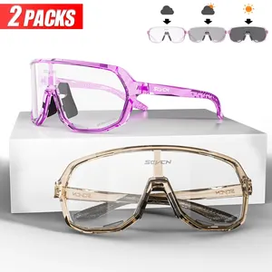 Photochromatic cycling glasses for men and women, outdoor sports, sunglasses, MTB glasses, road bike glasses, 2 packs 12 Main Sales Glasses Male Cycling - №6