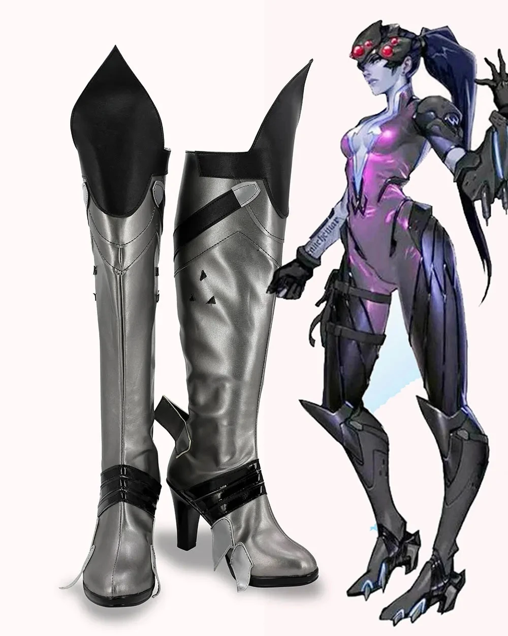 Game OW Widowmaker Cosplay stivali scarpe parrucca per Halloween natale su misura