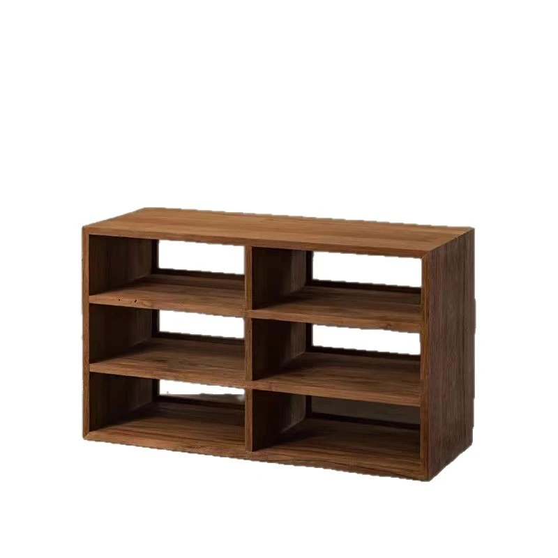 

Wabi Sabi Wind Old Elm Short Bookcase Household Combination Grid Floor-to-ceiling Office Storage