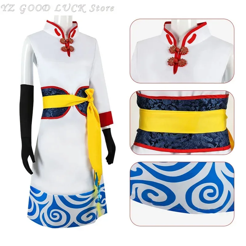 أزياء أنيمي الفيلم: Be Forever Yorozuya Kagura Cheongsam Final Gintama أزياء تنكرية للسيدات أزياء الهالوين المثيرة للنساء، 5؛ د