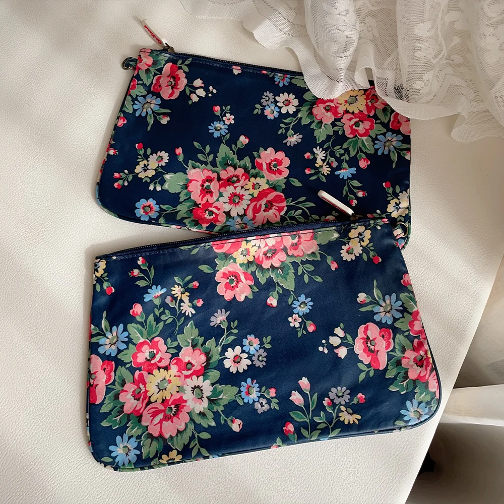 Rural style flower print travel makeup bag, hand-held bag, toiletry bag, portable storage bag