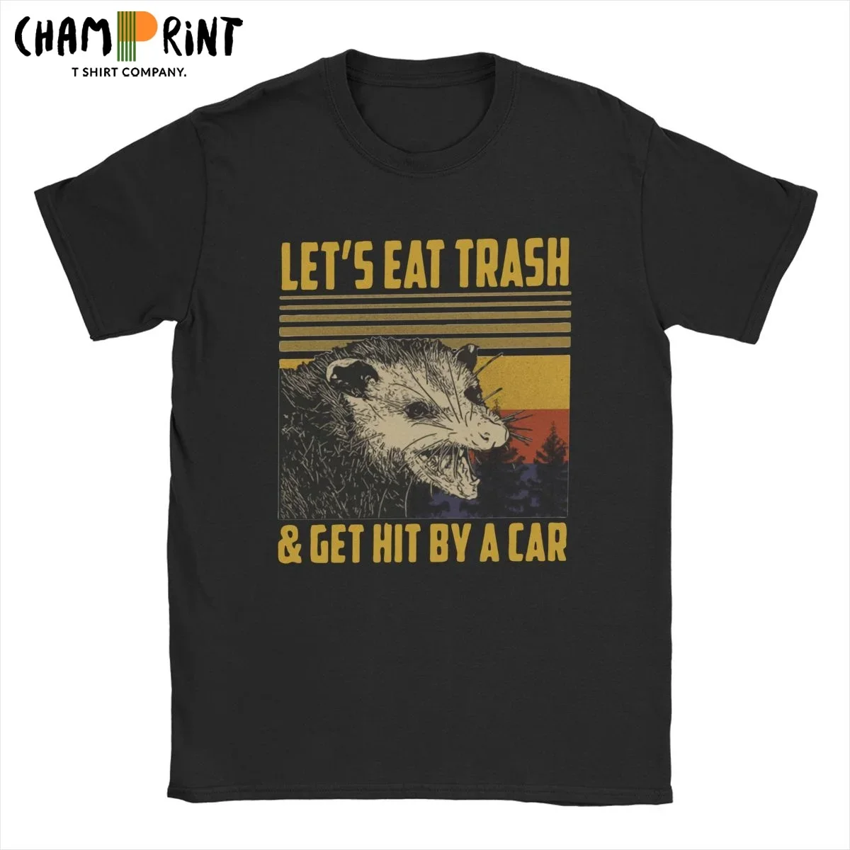 Let's Eat Trash Opossum Possum T Shirts Men's Pure Cotton Vintage T-Shirt O Neck Get Hit By A Car Tee Shirt Short Sleeve Tops