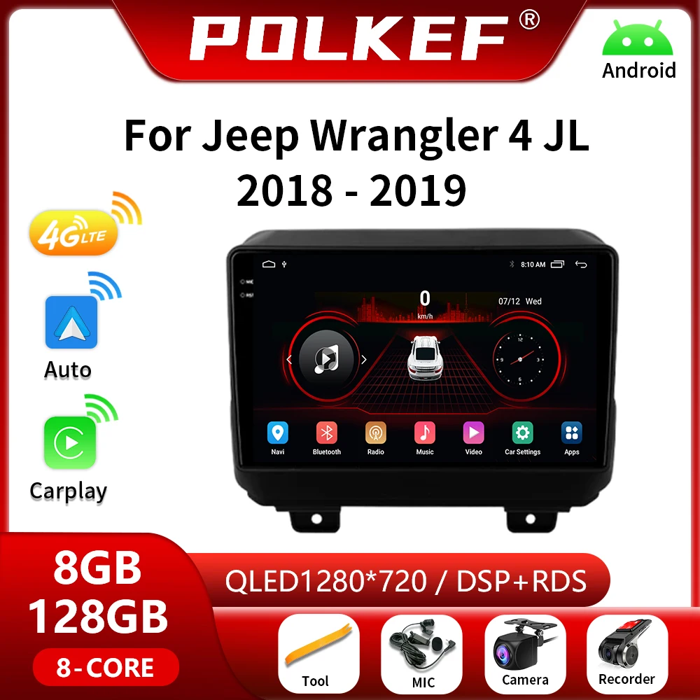 

For Jeep Wrangler 4 JL 2018 2019 Android 13 Auto Car Multimedia Video Player Navigation GPS Radio 2Din DVD Stereo 4G Carplay