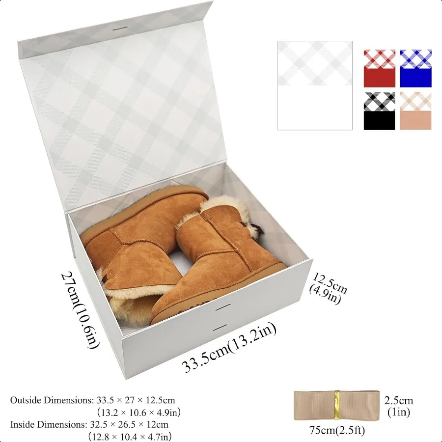 White Large Gift Box 13.2x10.6x5in Premium Present Box with Magnetic Lid and Ribbon for Holidays Wedding Birthday Gift Packagin