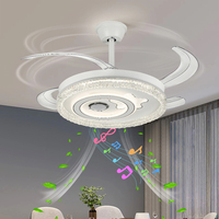 New Arrival 50CM LED Ceiling Fan Light AC85~265V Remote Control Crystal Ceiling Fan Lamp for Indoor Living Room Home Decor