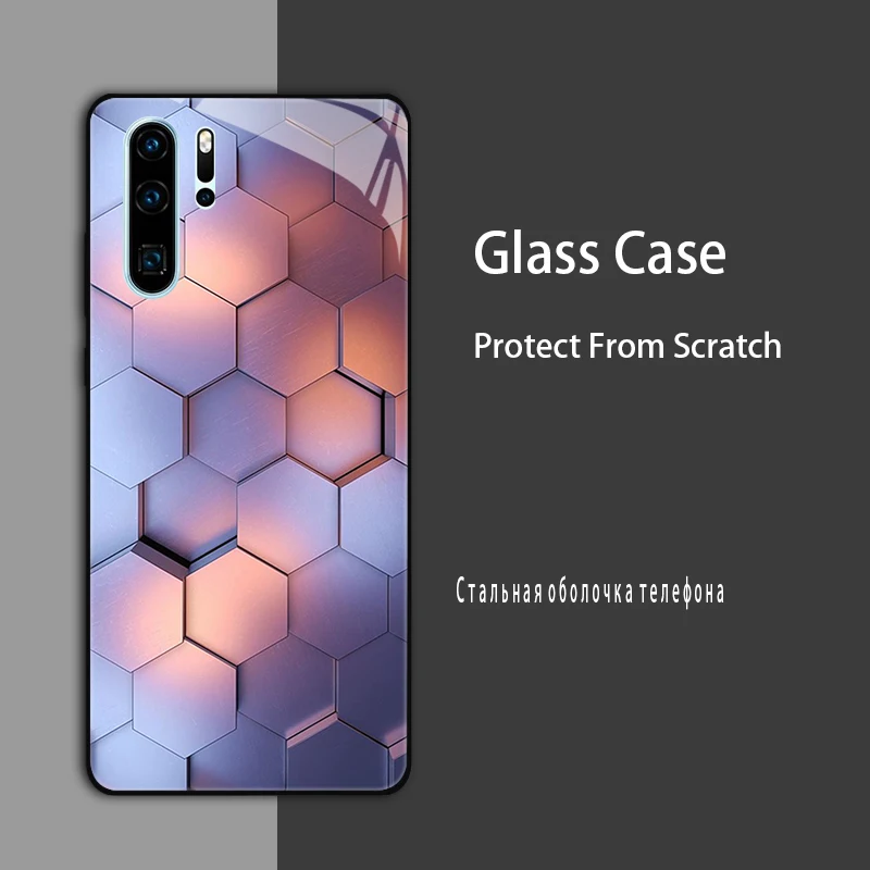 For Huawei P30 Lite Case Luxury Tempered Glass Case For Huawei P20 P30 Pro P40 Lite Cases Marble Painted Protective Fundas - Image 2