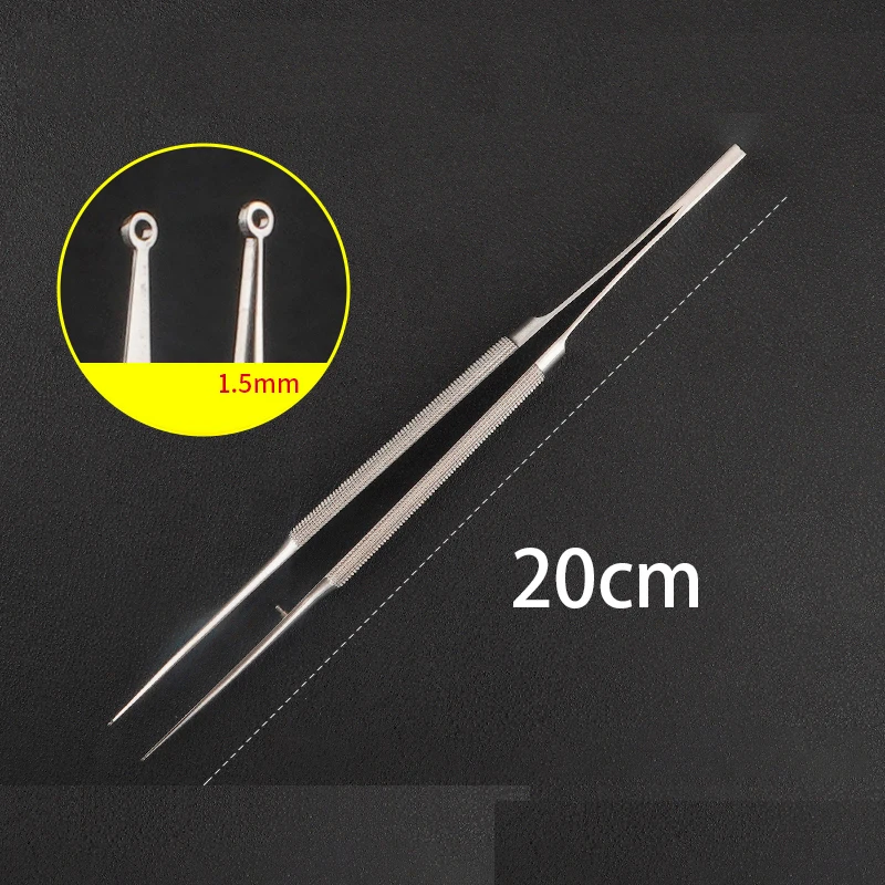 

Stainless steel medical micro ring forceps for non-invasive clamping of tissue, nerve, and brain surgical instruments