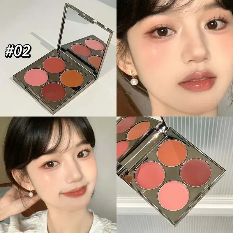 Retro Reddish Brown Blusher Palette Multi-purpose Nude Cream Cheek Blush Contour Lip Mud Natural Matte Face Rouge Shadow Palette