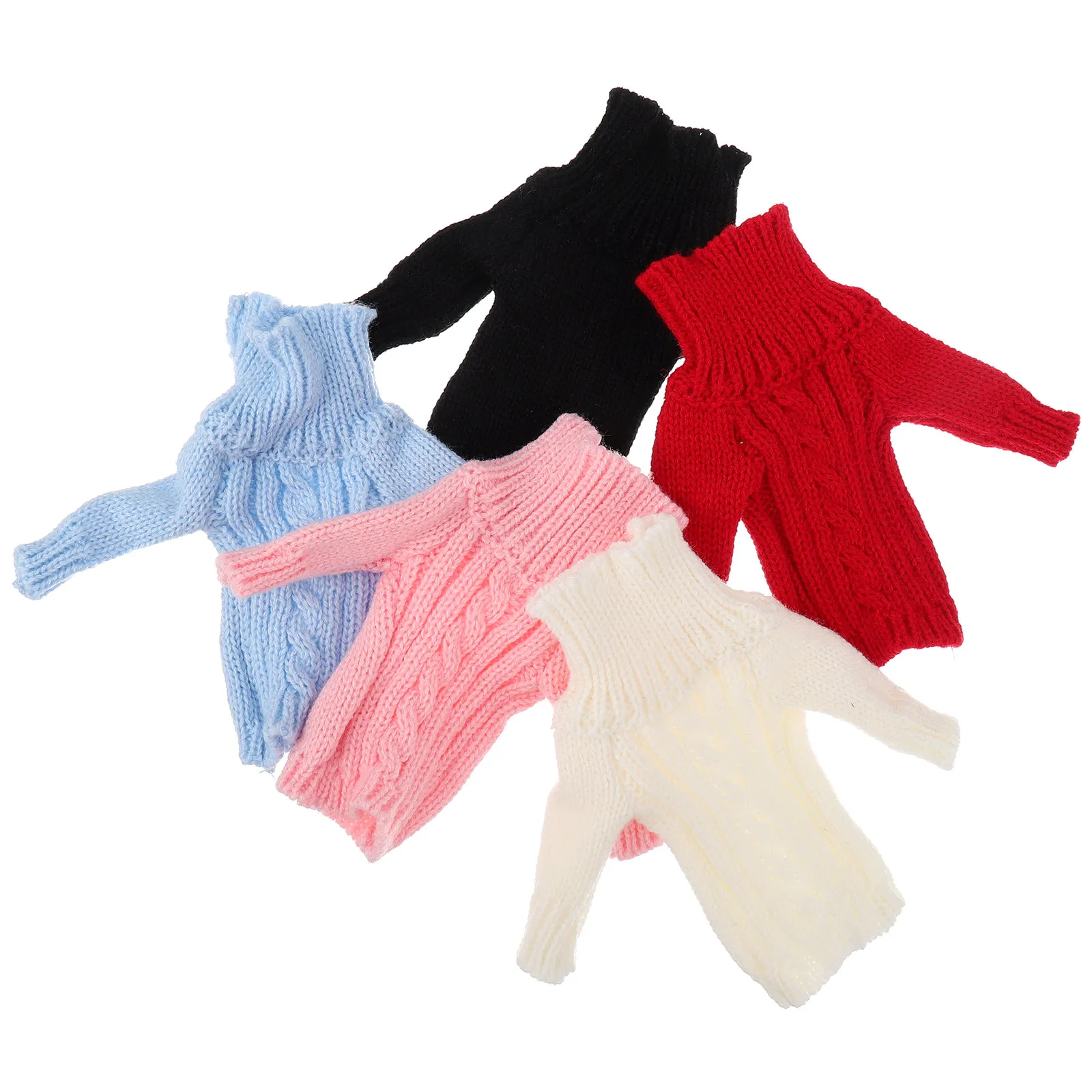 

5Pcs Knitted Sweater Clothes Set Kids Dress Up Accessories Soft Comfortable Elastic Fashion Outfits