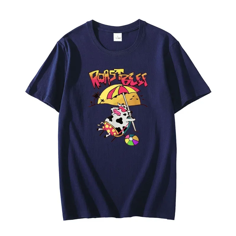 

Funny BBQ Cartoon Cute Tee Streetwear Vacation Tops Party Clothes Stranger Dustin Love Roast Beef Beach Cow TV Parody T-Shirt