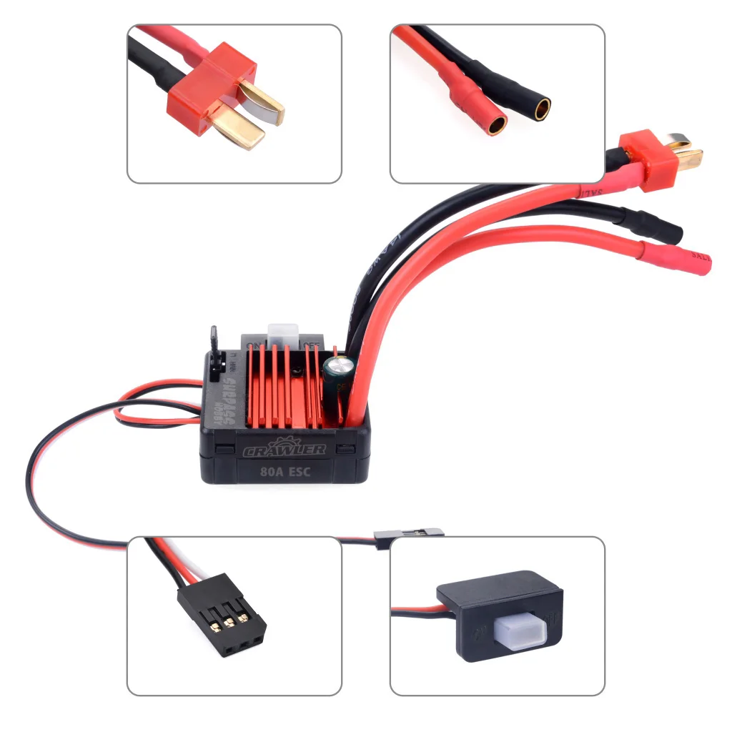 Overtreffen Hobby 5-Slot 550 10T 12T 16T 20T Motor 80a Esc Voor Traxxas Trx4 Trx6 Wltoys 124018 144001 1/10 1/12 Rc Auto Boot