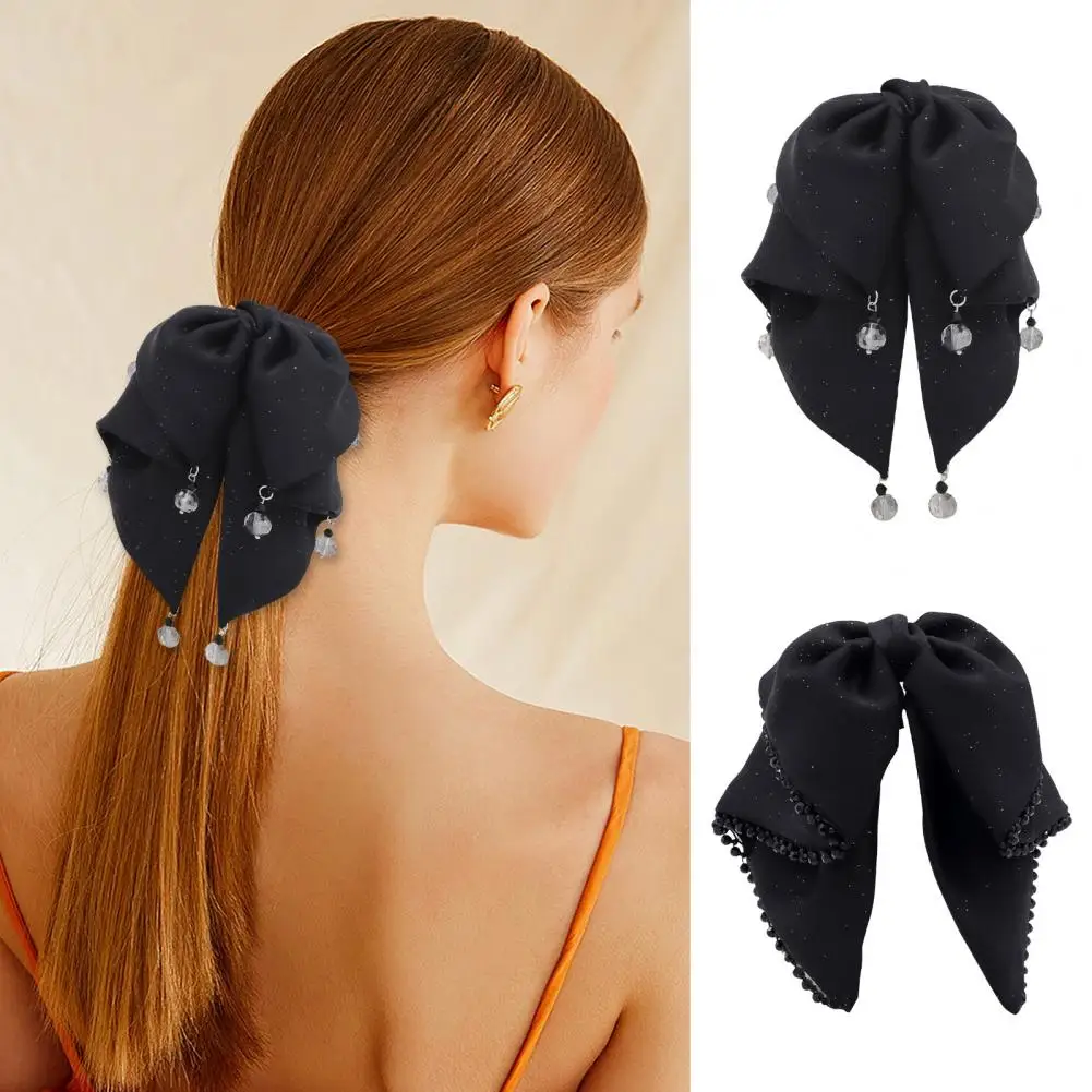 

Large Bowknot Hair Claw Clip Non Slip Strong Hold Women Long Thick Thin Hair Shimmery Black Ribbon Bow Clamp Hair Accessories