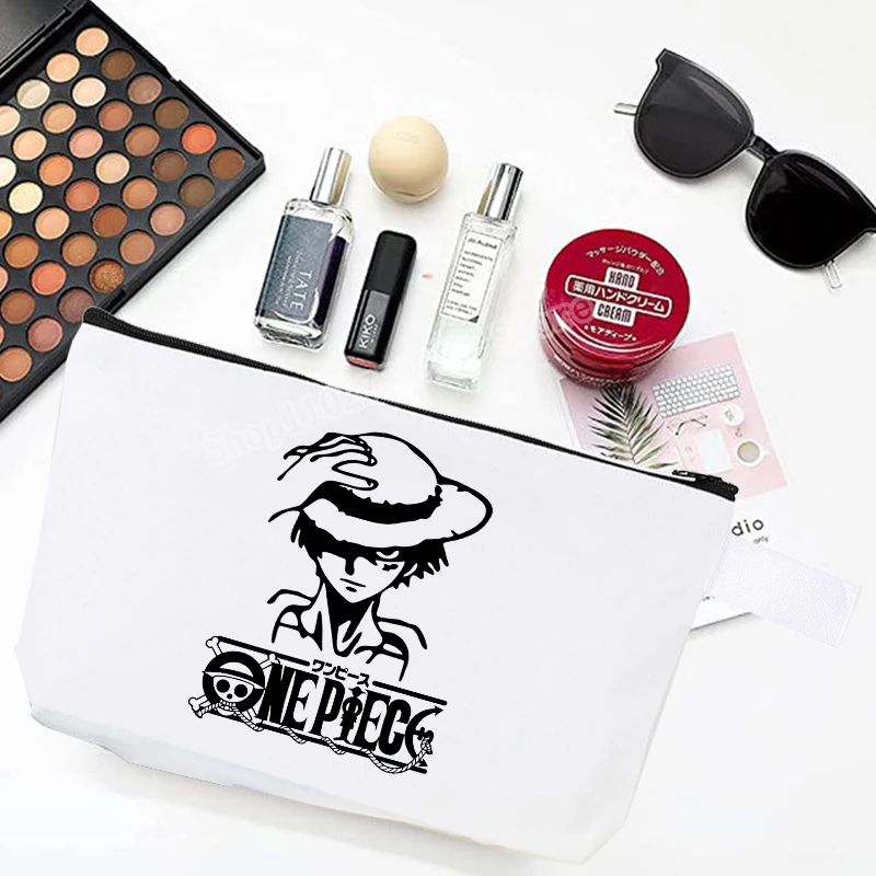 One Piece Cosmetic Bag Anime Cartoon Printed Coin Purse Portable Large Capacity Student Stationery Storage Bags Birthday Gifts