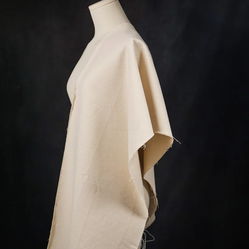Imported beige fine twill linen textured fabric wholesale for spring and summer dresses, suits, designer clothing materials