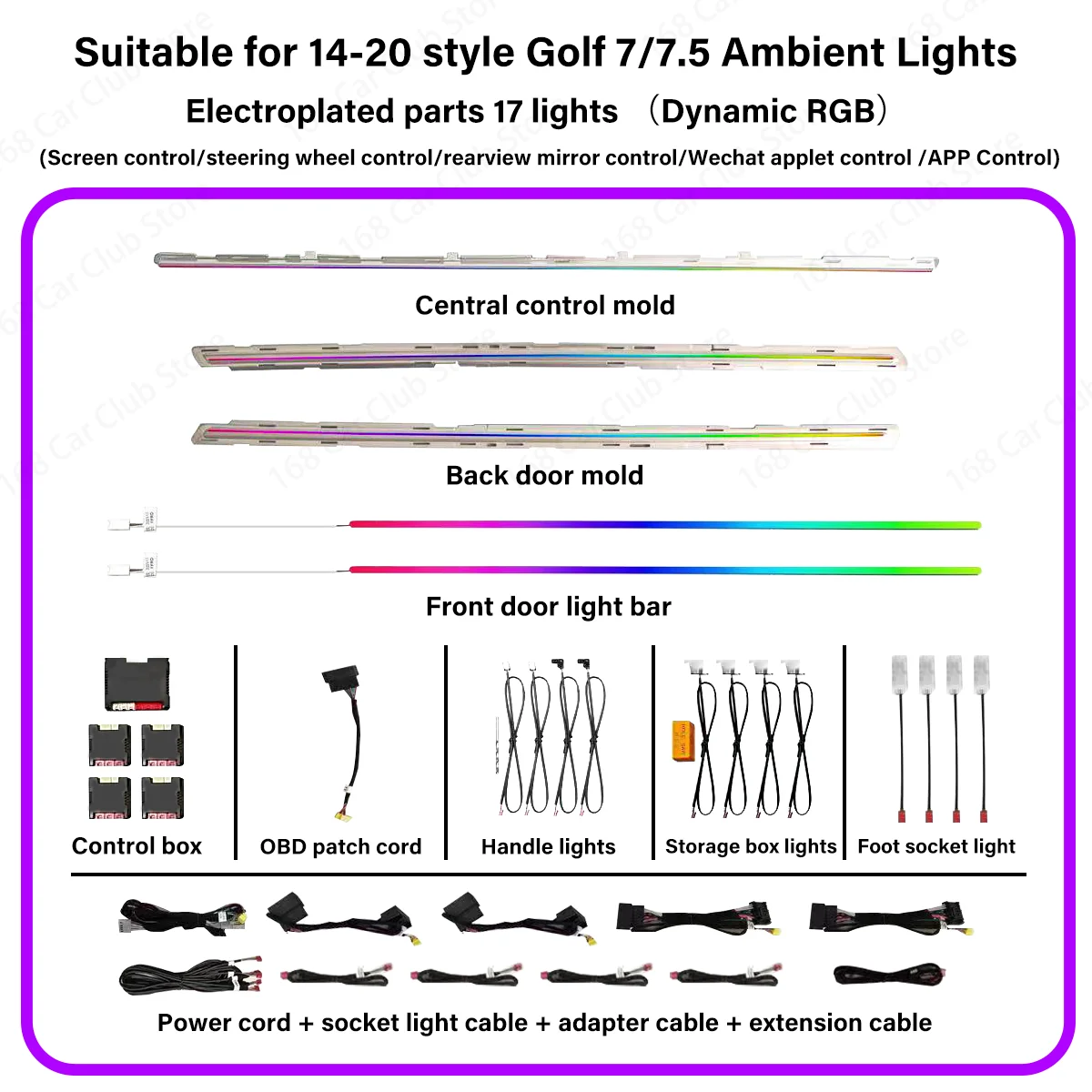 LED 10/30 Kleuren Sfeerverlichting voor Volkswagen Golf 7 GOLF 7.5 MK7 2014-2021 Auto Binnenverlichting RGB Decoratieve Sfeerlamp Ombouwset