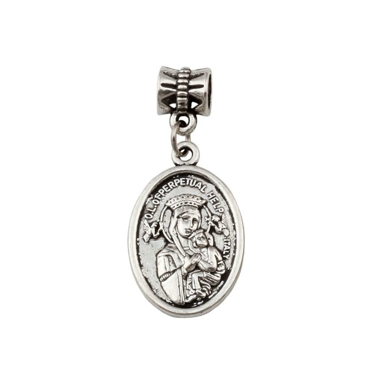 100Pcs Alloy Our Lady OF Perpetual Help With Saint Gerard Medal Charm Pendants For Jewelry Making 12x30mm A-072