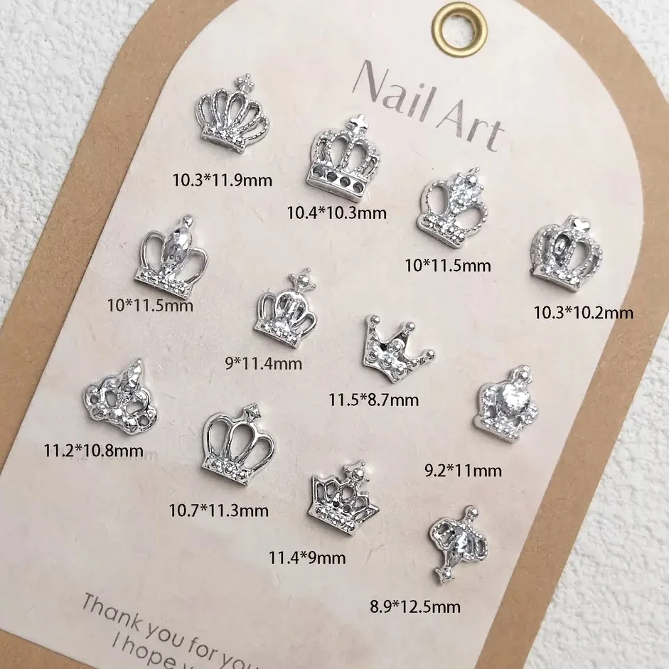 30PCS 3D Hollowed Creative Resin Crown Nail Art Decorations Multiple Styles Silver Purple Crown Nail Charms DIY Earrings Nails