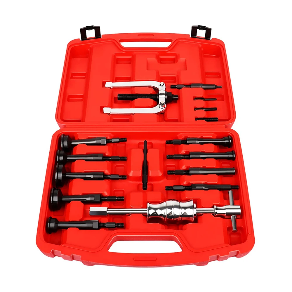 Podofo Set di estrattori per cuscinetti per fori ciechi Kit di estrattori per guarnizioni per cuscinetti interni 16in1 Kit di cuscinetti interni con inserto per martello scorrevole