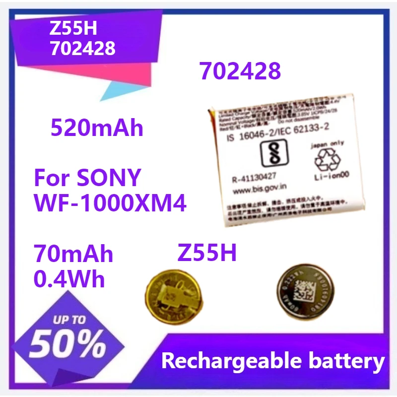 

Z55H High Quality Battery For SONY WF-1000XM4 1000XM4 XM4 Bluetooth Earbuds Headset Batteria 3.85V 70mAh