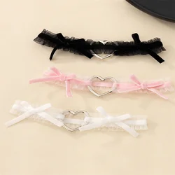 Lace Bow, Heart-shaped Metal Ring, Party, Wedding, Cute And Sexy Garter Belt