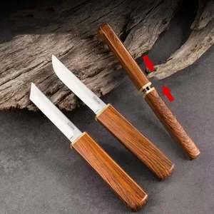 Faca de imitação de madeira com bainha de madeira, Camping ao ar livre, Multifuncional desembalar faca, Double Dyed EDC Cozinha, Fruta 10 principais vendas facas submarina - №7