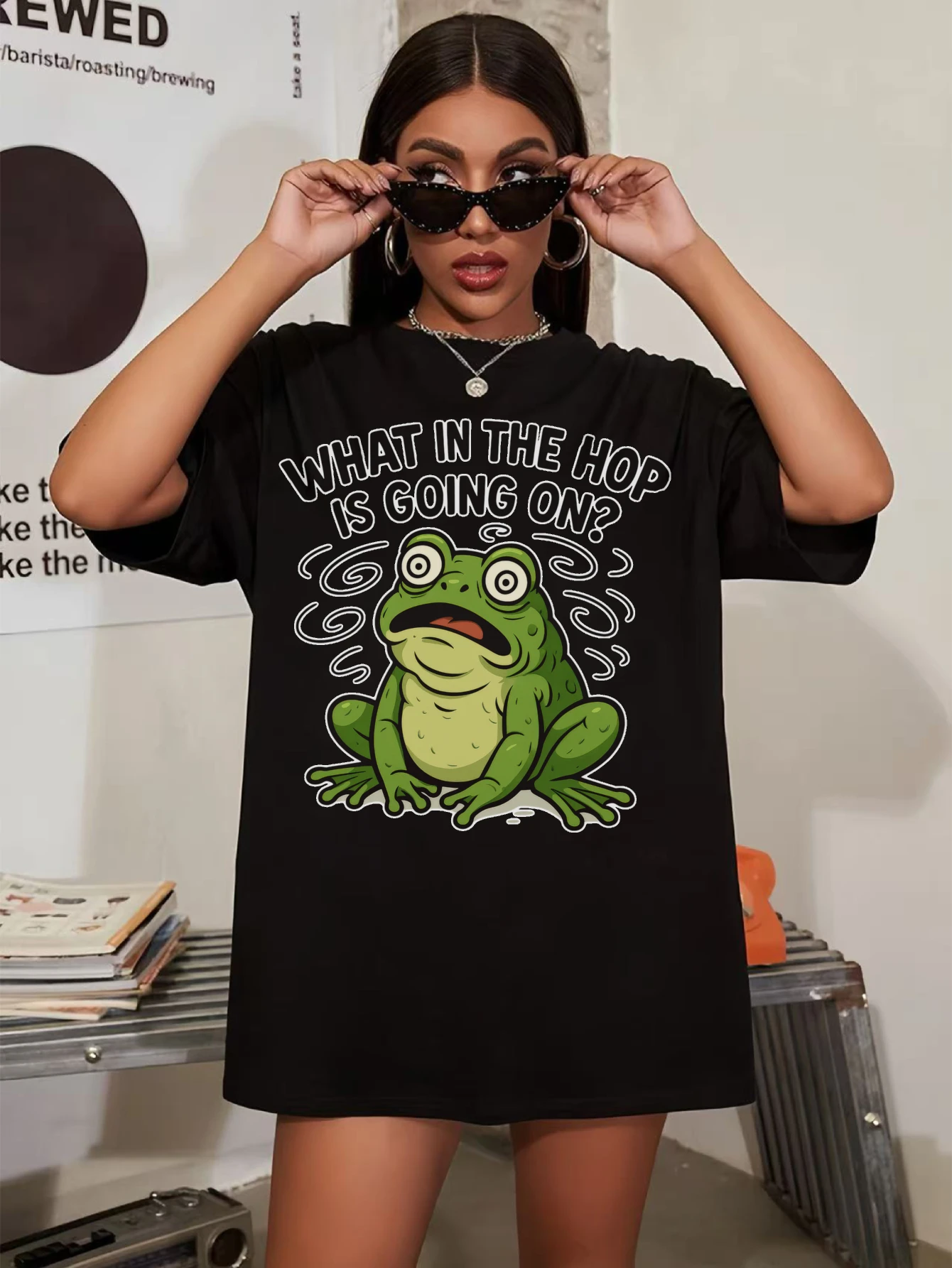 

Женская черная рубашка с круглым вырезом больших размеров с забавными цитатами животных, удобная осенняя одежда, мягкие праздничные наряды на Хэллоуин