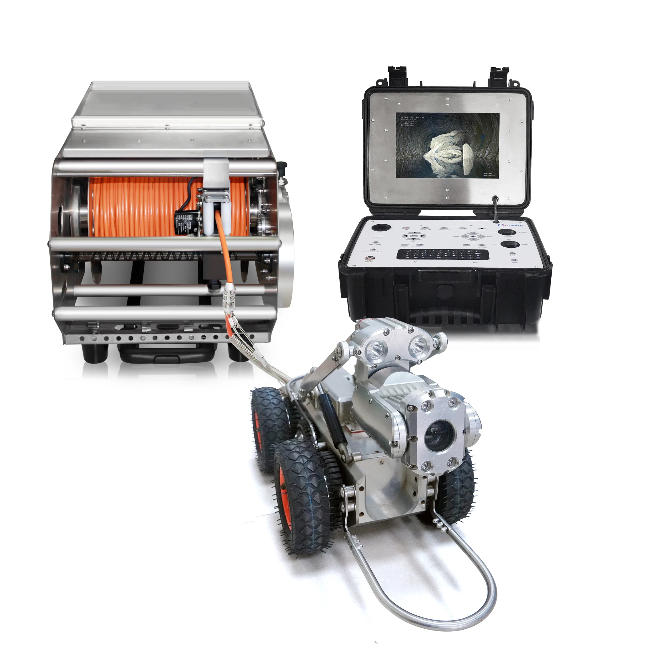 GT108 PTZ Testa della telecamera Sistema di ispezione tubi urbani Condutture di scarico fognarie Ispezione Endoscopio Telecamera robot cingolata