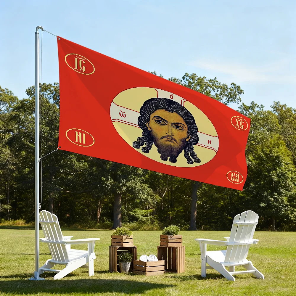 Jesus Christ Religion Faith Face flag Picnic Party Camping Party Banner Polyester Printed Decoration Outdoor Hanging