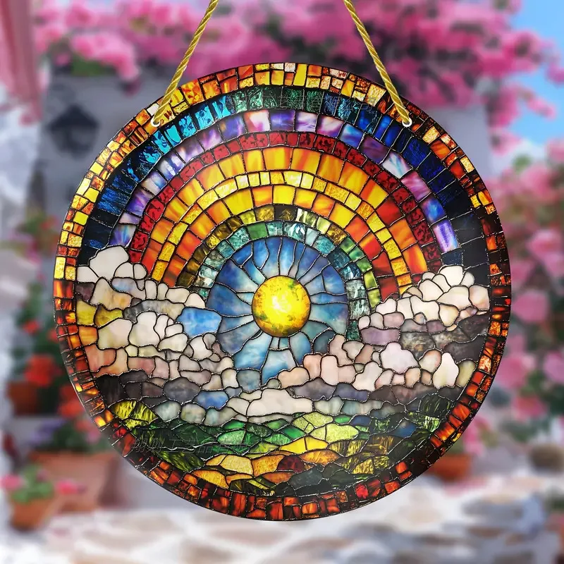 New Bohemian Style Series Indoor and Outdoor Colorful Decorative Acrylic Disc Setting Sun Acrylic Decor Painting Home Decoration