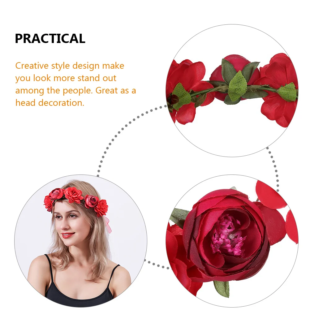 

Simulated Rose Headdress Bridal Headpiece Floral Headbands Flowers Hair Wreath Style Wedding Accessories Fabric