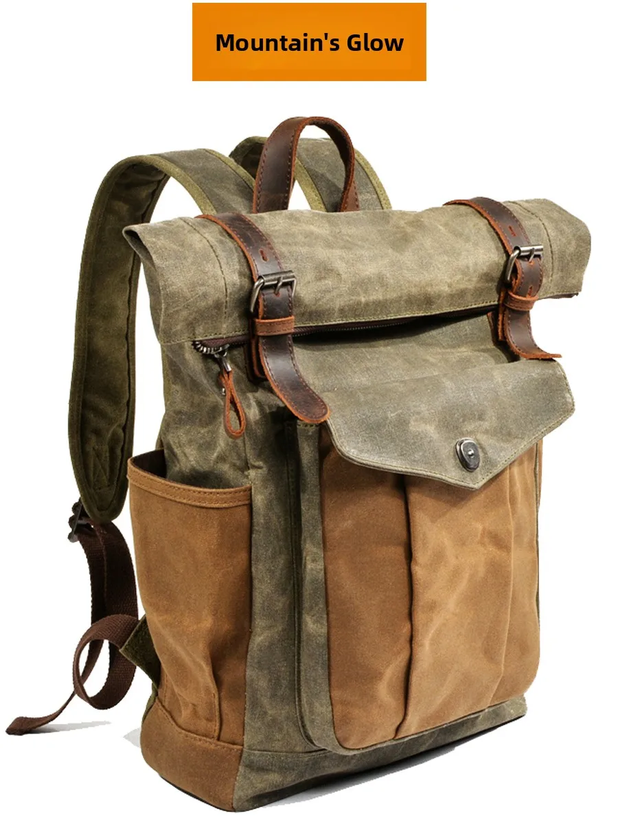 Abbigliamento da lavoro in tela cerata a olio Borsa a doppia spalla ex Casual Tempo libero Moto Alpinismo Viaggio Bapa per giovani
