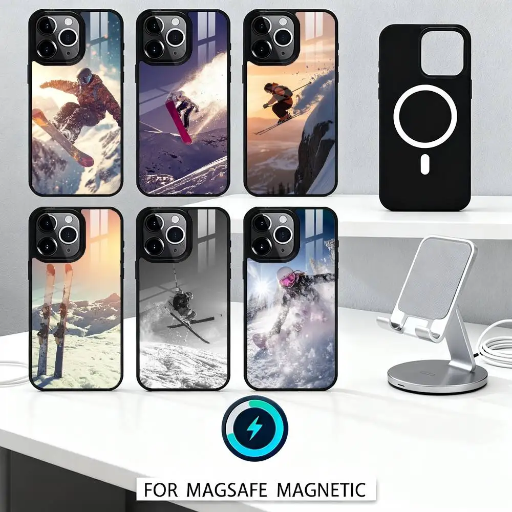 

S-Skiing S-Snow Snowboard Ski Phone Case For iPhone17,16,15,14,13,12,Pro,Max,Magnetic For Magsafe Wireless Charging