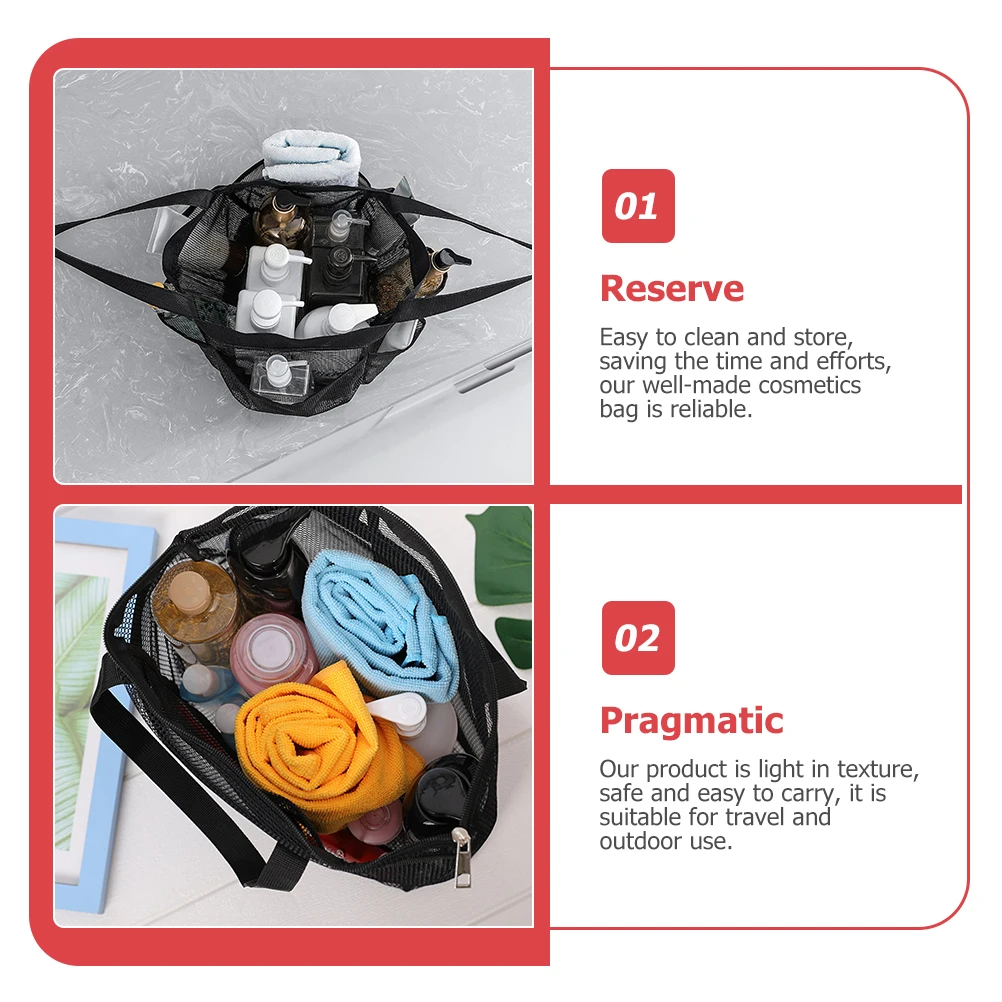 Mesh Design Toiletry Bag Lightweight Waterproof Travel Carrying Bag Large Capacity Multi-Grid Makeup Container