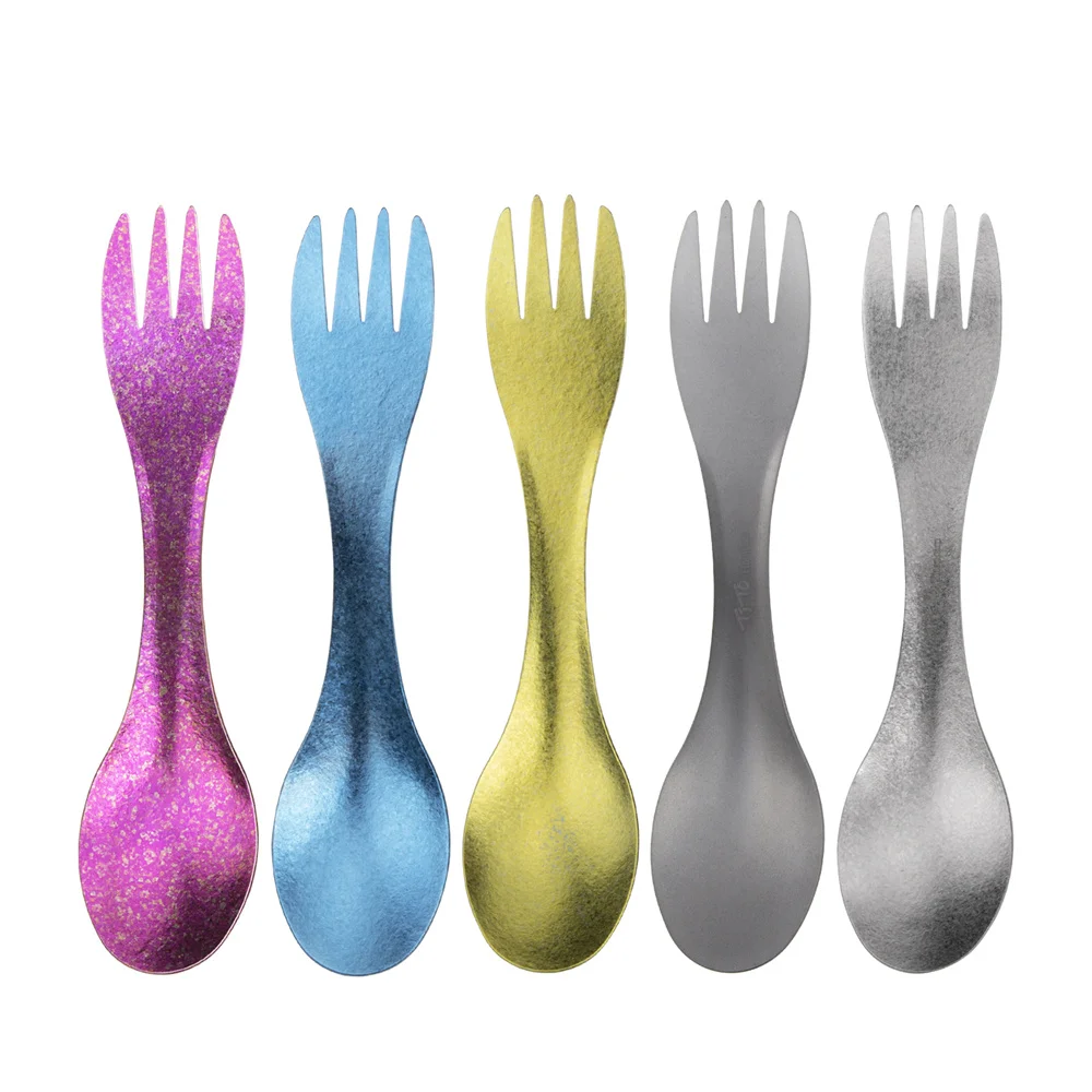 2in1 Titanium Spork Spoon Tableware Ultralight Cookware Portable for Outdoor Camping Picnic Accessories Hiking Travel Cookware