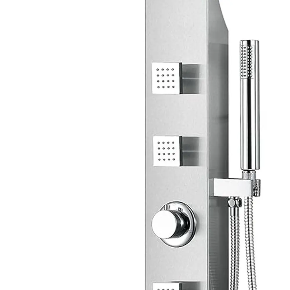 

40 3-Jet Shower Panel with Heavy Rainfall and Handheld in Brushed Steel | SP-AZ077