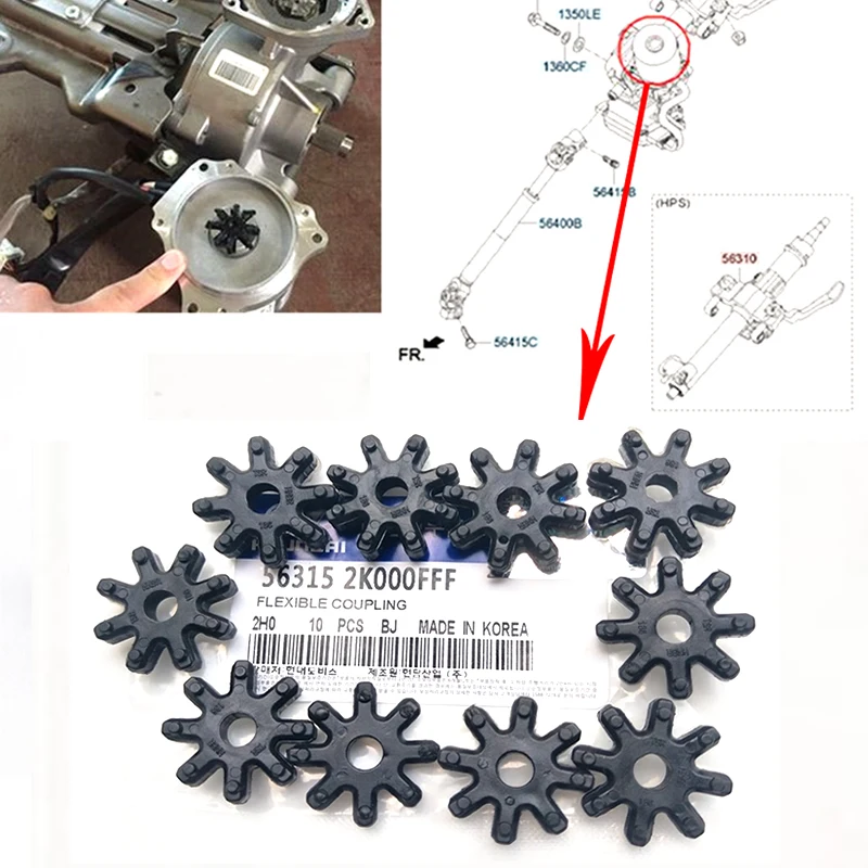 

10pcs Kopling Coupler Kolom Kemudi Fleksibel 563152K000FFF For HYUNDAI Elantra Azera untuk KIA Optima Cadenza Forte Soul Azera