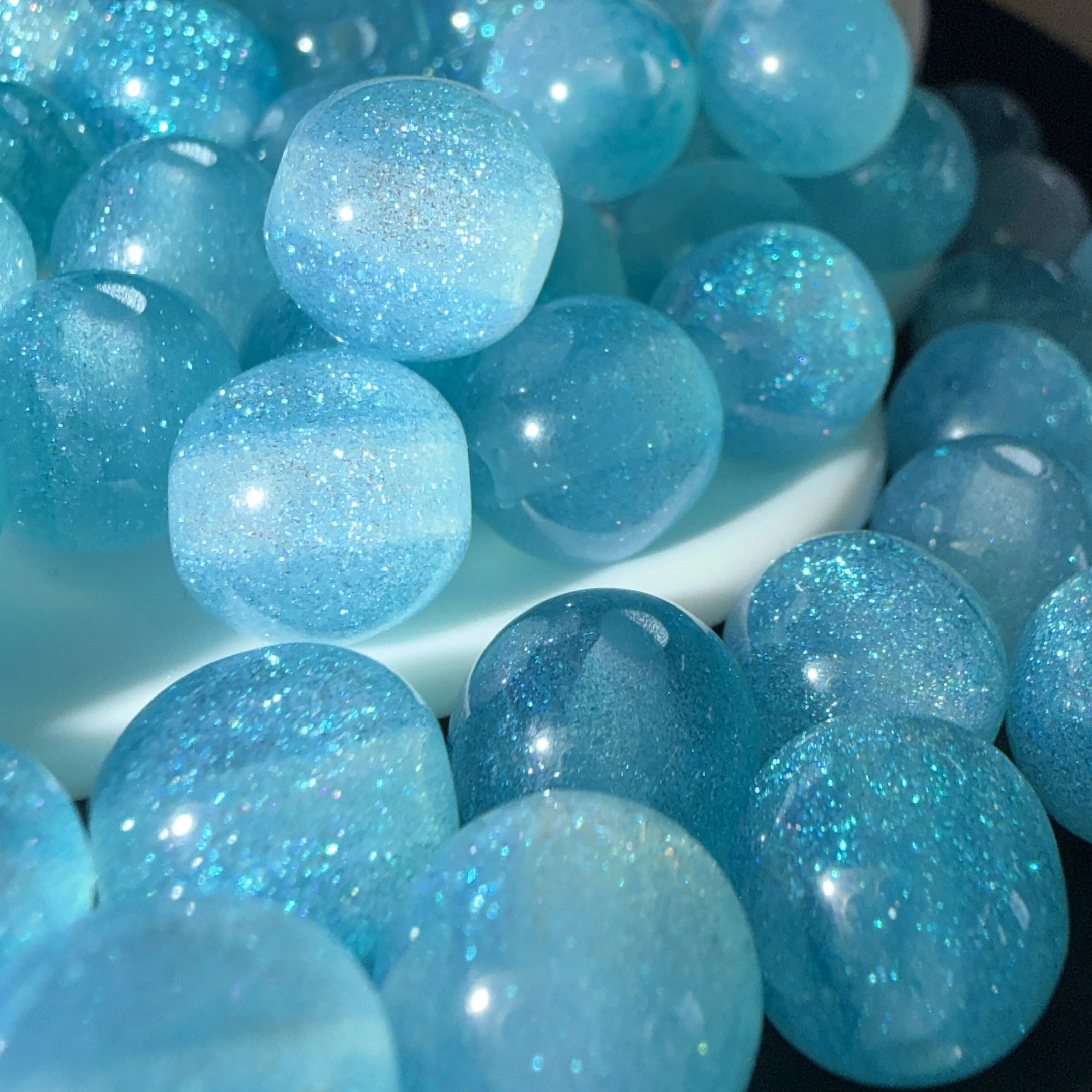 50pcs 10mm Sky Blue Resin Starry Sky Circular Spacer Beads DIY Bracelet Necklace Handmade Accessories