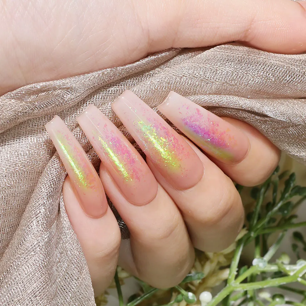 LIMEGIRL Polvere glitter per unghie Decorazione per nail art Effetto specchio metallico Polvere di pigmento olografica Aurora Chameleon per nail art