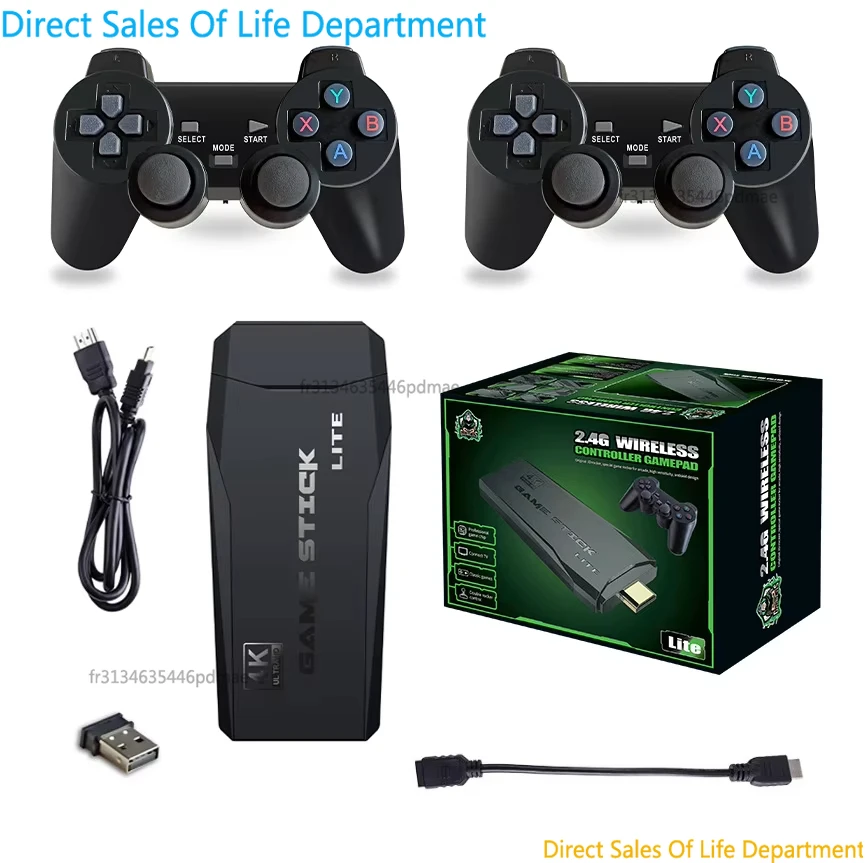 Control de Videojuegos 4K con Dos Controles Inalámbricos 2.4G, Más de 20000 Juegos Retro, 64GB para Consola PS1/GBA, Regalo de Navidad