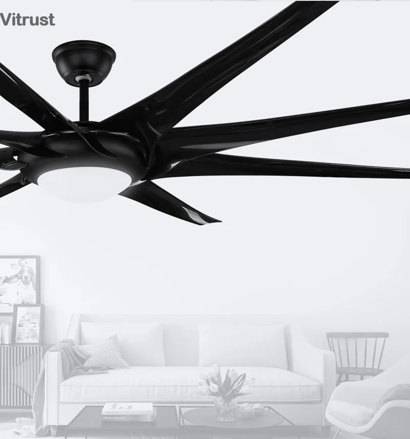 Big size Ceiling Fan with Lamp 8 Fan Blades Ceiling Fan Lamp with DC Motor Suitable for Summer and Winter 100 inch