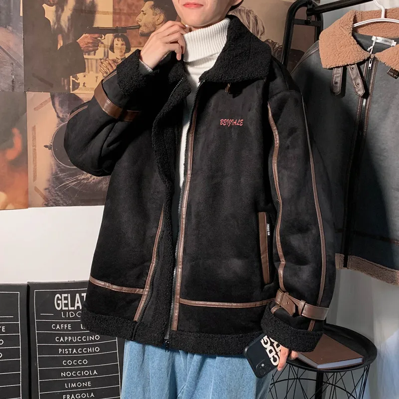 Männer Parkas Winter Revers Wind jacke warm gemütlich High Street Hong Kong Stil gut aussehend schick beliebte Baggy Patchwork Workout Reiß verschluss