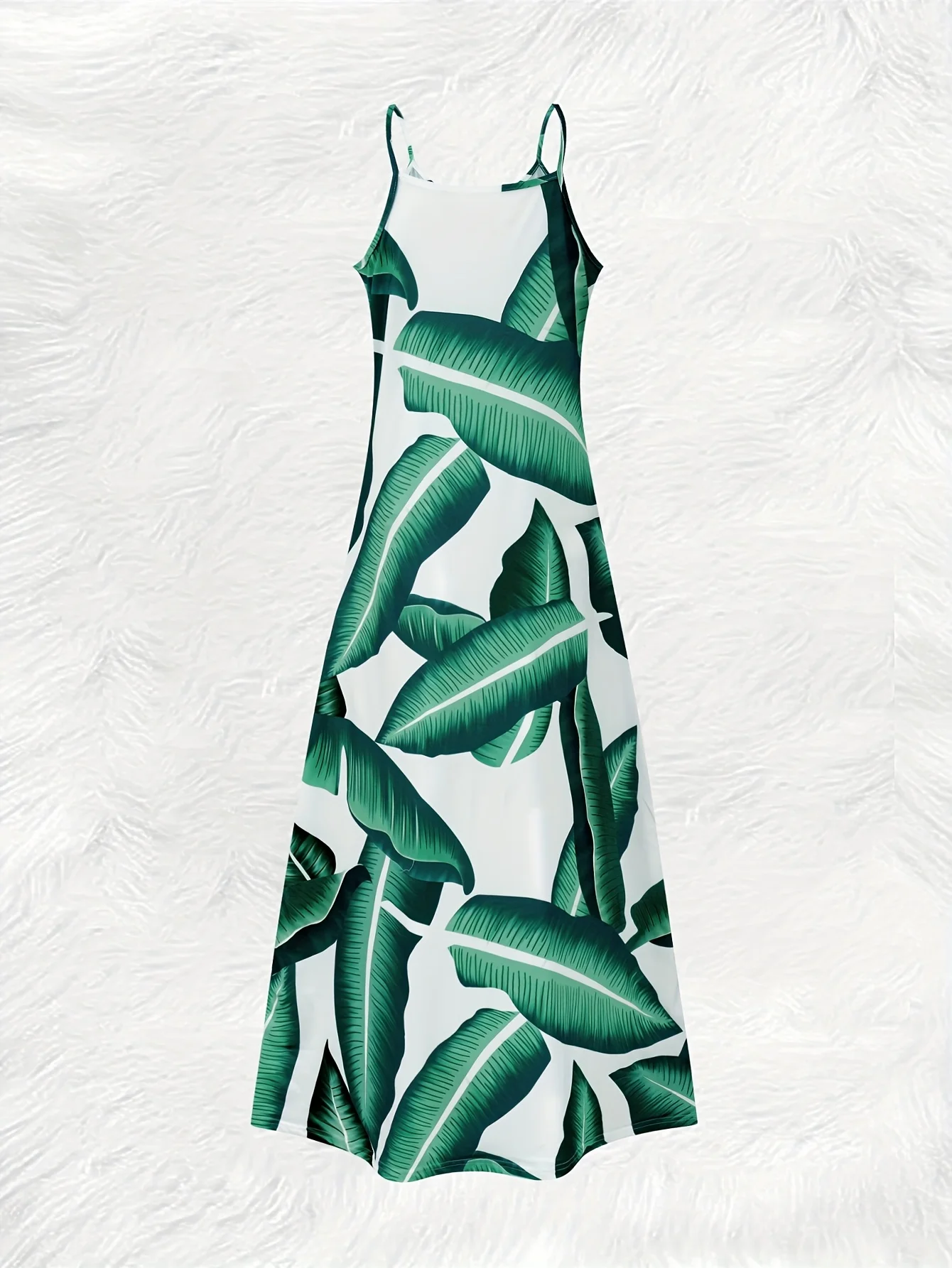 Printed Design casual style Green Leaf Tropical Print Pattern women's dress