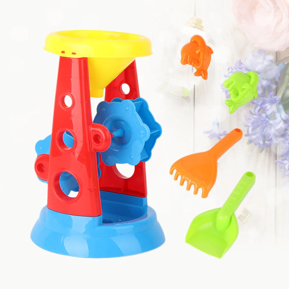 5PCS Plastic Beach Toys Set Sand Bucket Toy Sand Clock for Beach Kids Playing Outdoor Plastic Toy