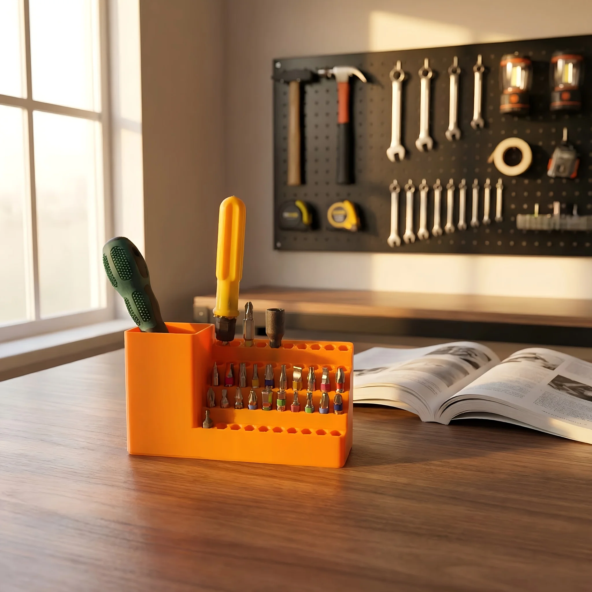 1pc 3D printed 20/50 Holes 6.35mm Hex Bit Organizer, Plastic Screwdriver & Drill Bit Holder, Tool Storage, Saving Spacea