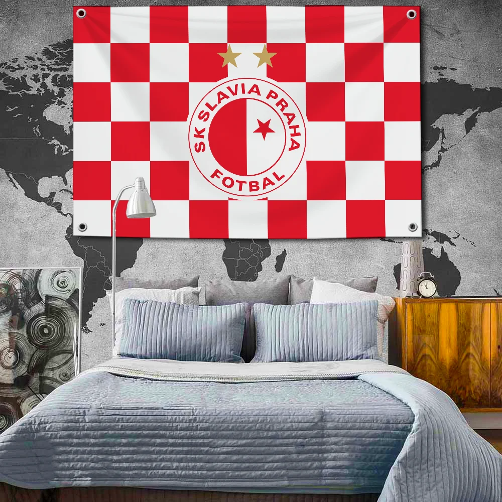 SK SLAVIA PRAHA Flag Hanging Flags 2×3ft 3×5ft Banner for Garage Wall Tapestry Curtain Rcing Flag 90x150cm Banner for Garage Bar