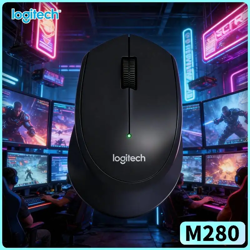 Logitech M280 Ergonomic Wireless Mouse Comfort Padded Grips 2.4GHz Nano Dongle 10m Range for Office PC Linux Mac