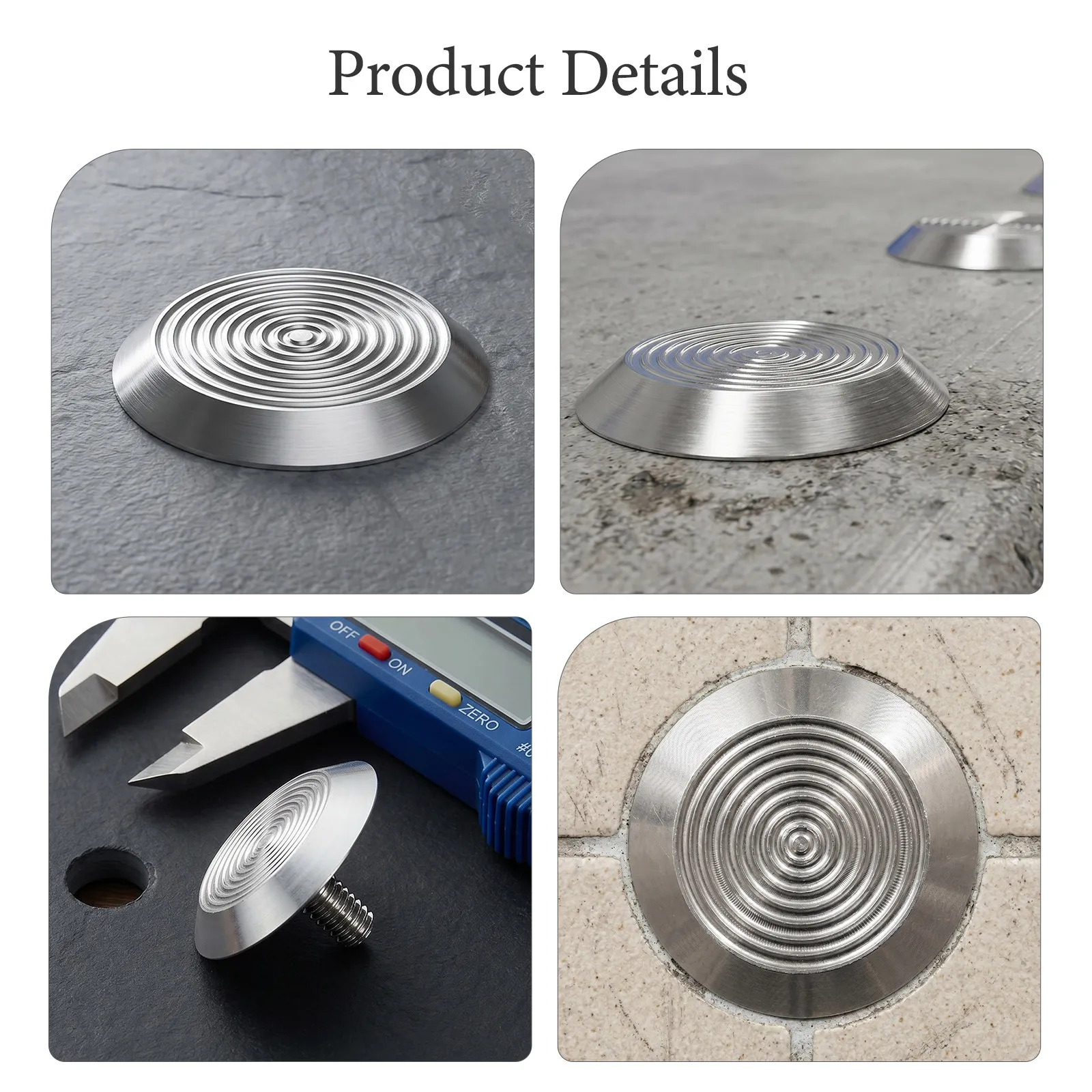 20Pcs Stainless Steel Pavement Warning Studs Tactile Blind Pathway Nails Non Slip Guide for Sidewalks Metro Stations