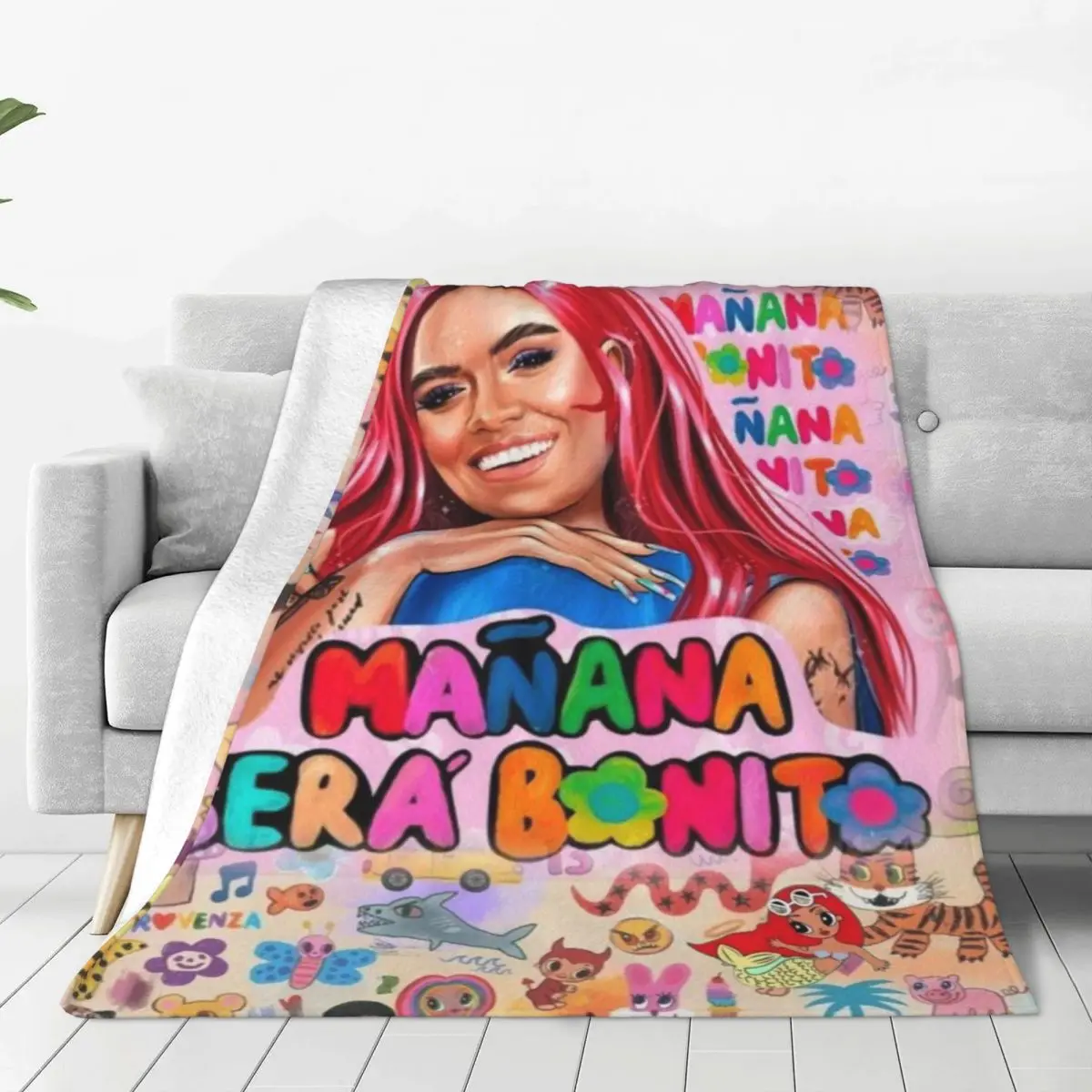 Custom 3D Print Cute Manana Sera Bonito Karol G Blankets Breathable Soft Flannel Sprint Throw Blanket for Couch Car Bedding