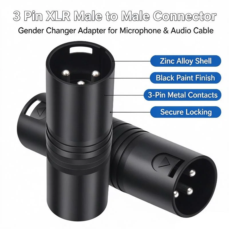 3 Pin XLR Male To Male Microphone Cable Connectors Audio Cable Plug Connector Adapter for Microphone DMX Mixer Speaker